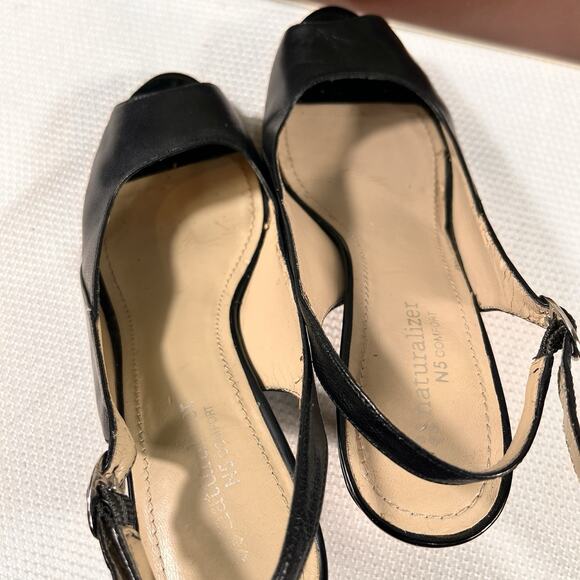 naturalizer womens 8M comfort "ivy" leather adjustable slingback 3" heel pumps. - Picture 7 of 10